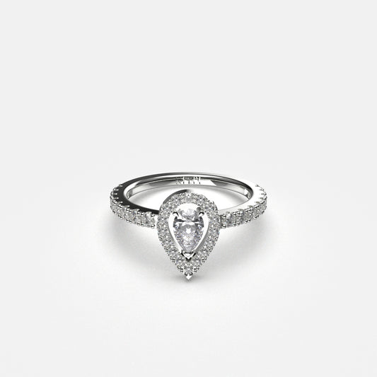 Bague Yeraz Chance Diamant Poire 0.25 Carats Or Blanc