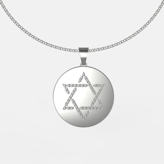 Collier Peace Étoile Médaillon Or Blanc