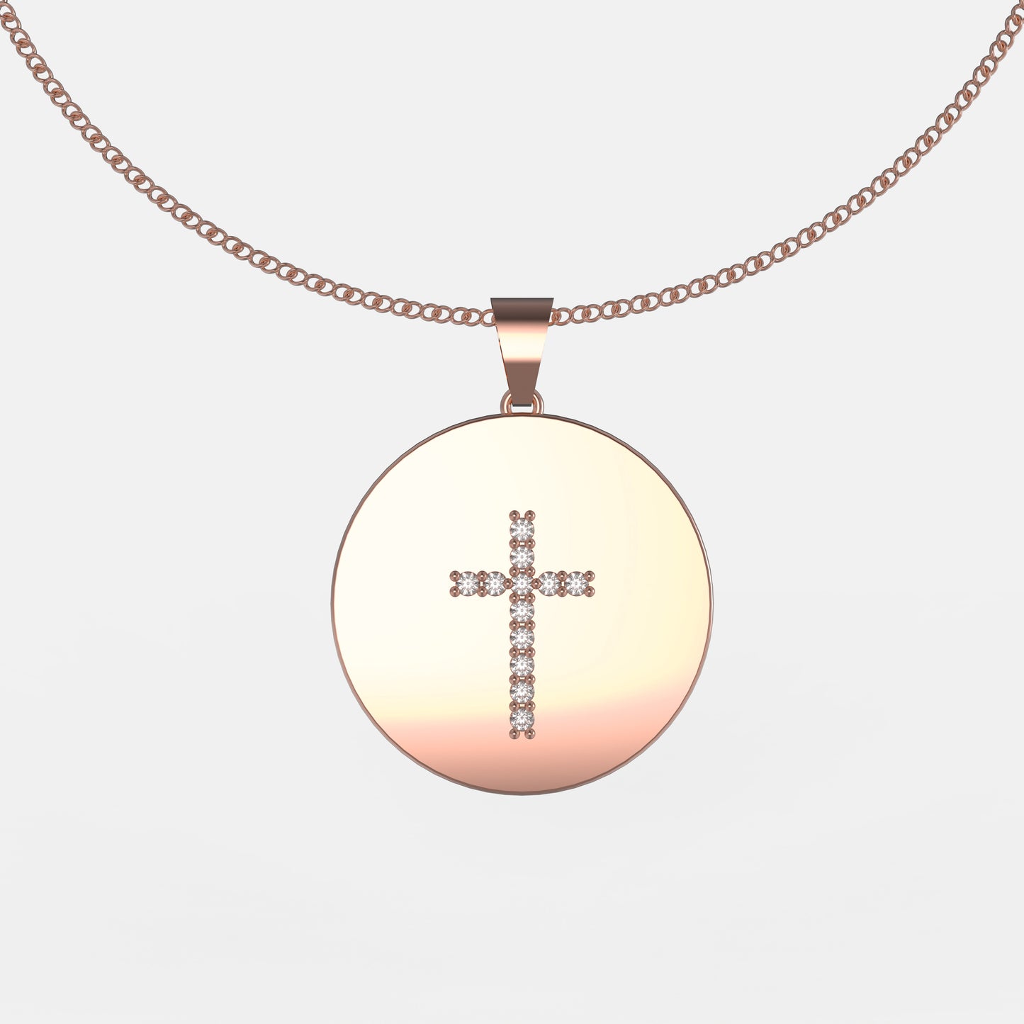 Collier Peace Croix Médaillon Or Rose