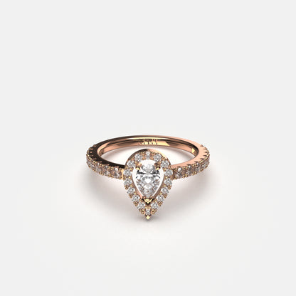 Bague Yeraz Chance Diamant Poire 0.25 Carats Or Rose