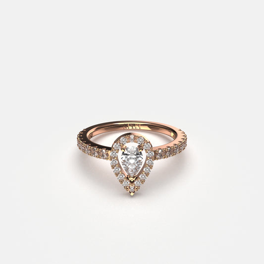 Bague Yeraz Chance Diamant Poire 0.25 Carats Or Rose