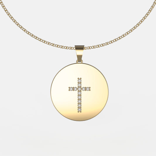 Collier Peace Croix Médaillon Or Jaune