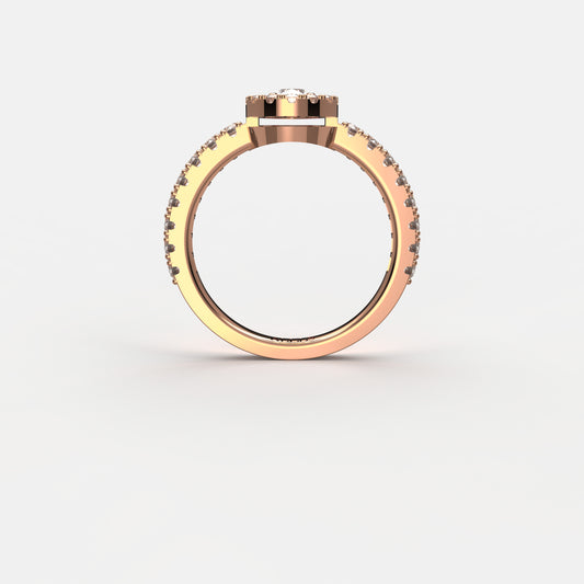 Bague Yeraz Chance Diamant Poire 0.25 Carats Or Rose